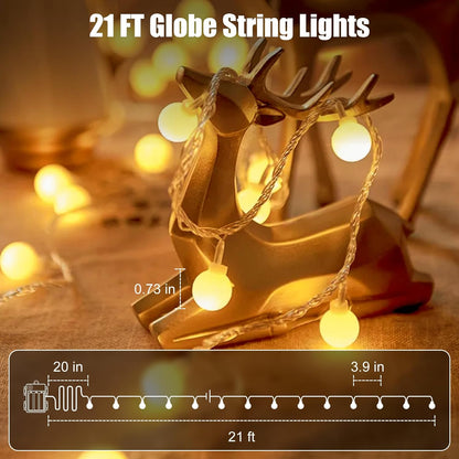 Minetom Battery Operated Globe String Lights – Warm White Bedroom Decor, Cozy Ambient Lighting for Living Room & Dorm