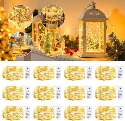 Minetom Fairy Lights 12 Pack – Thoughtful Birthday Gift for Women and Moms, 7ft Battery Operated Twinkle Lights for Bedroom Decor