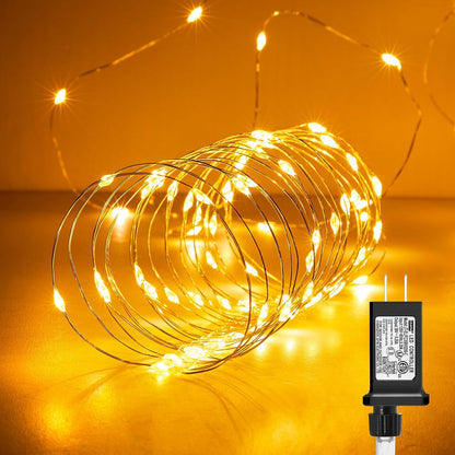Minetom Fairy Lights Plug in – Cozy Bedroom Ambient Lighting with Flexible Silver Wire and Warm White Glow