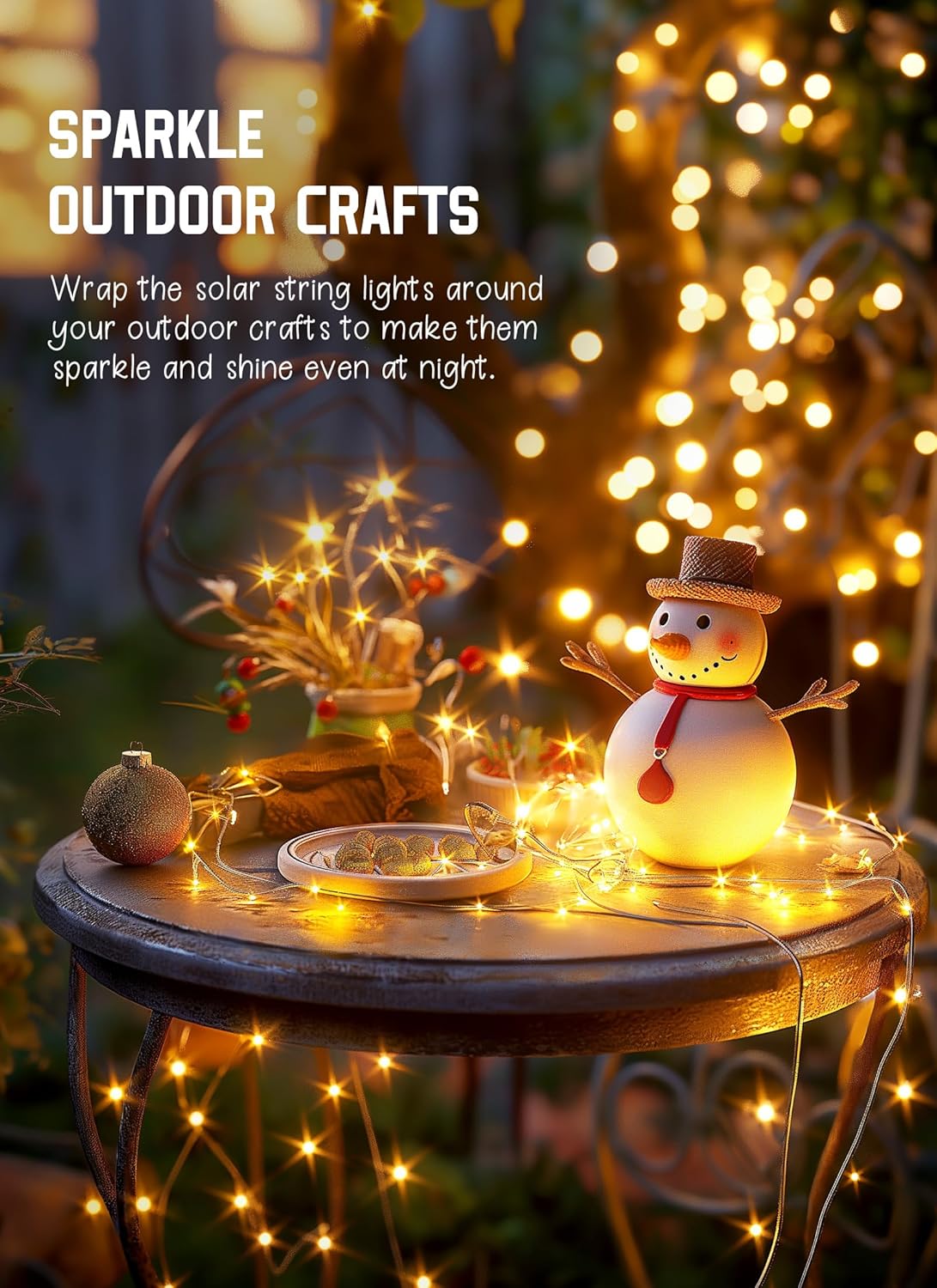 Minetom Solar String Lights Outdoor, 33Ft 100 LED Waterproof Fairy Lights for Patio Camping and Backyard Gatherings
