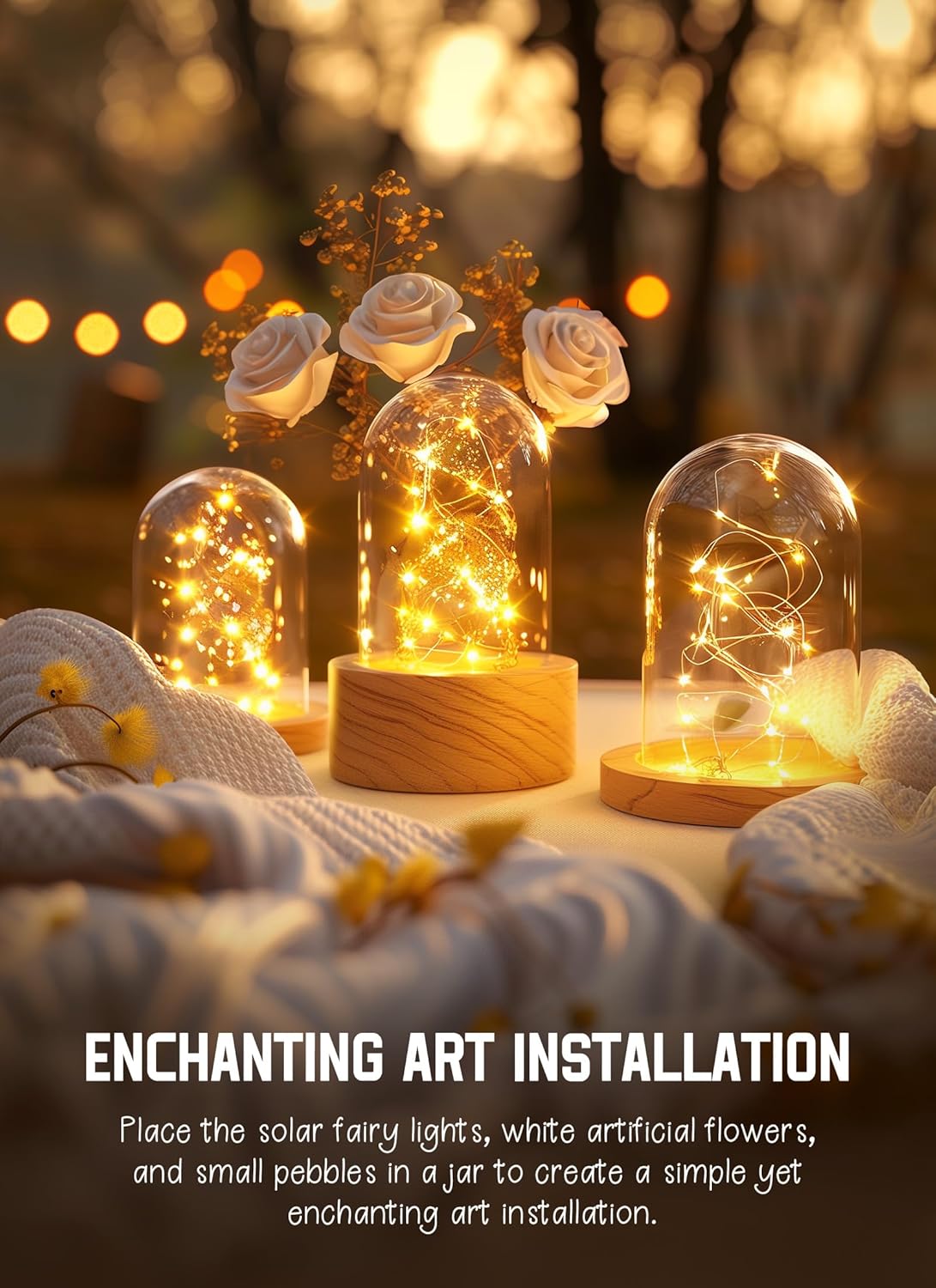 Minetom Solar String Lights Outdoor, 33Ft 100 LED Waterproof Fairy Lights for Patio Camping and Backyard Gatherings
