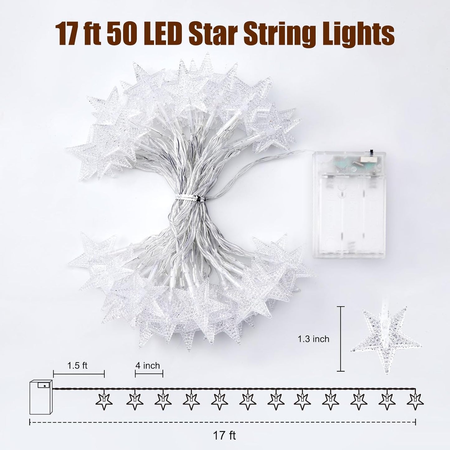 Minetom Star String Lights Battery Operated – Cozy Bedroom Decor & Living Room Ambient Lighting with 6-Hour Timer