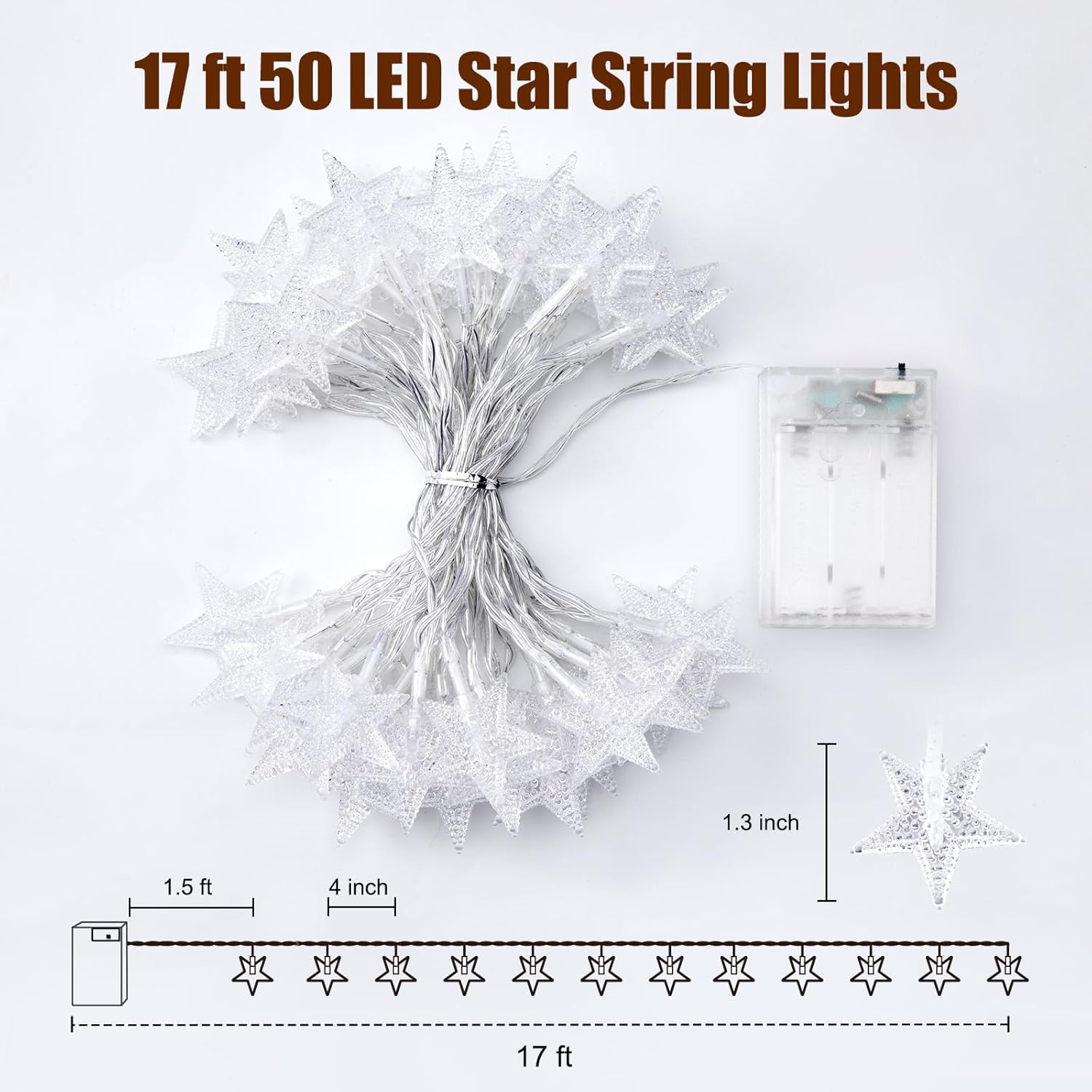 Minetom Star String Lights Battery Operated – Cozy Bedroom Decor & Living Room Ambient Lighting with 6-Hour Timer