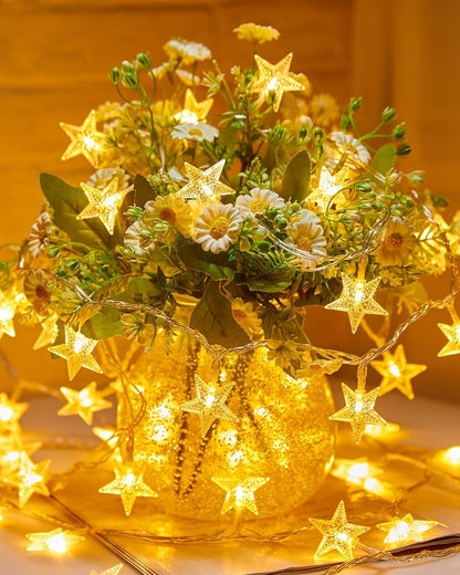 Minetom Star String Lights Battery Operated – Cozy Bedroom Decor & Living Room Ambient Lighting with 6-Hour Timer