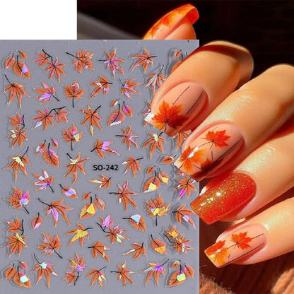 Minimalist Fall Nail Art Set – Clean Black and White Spider Web and Leaf Designs Without the Clutter