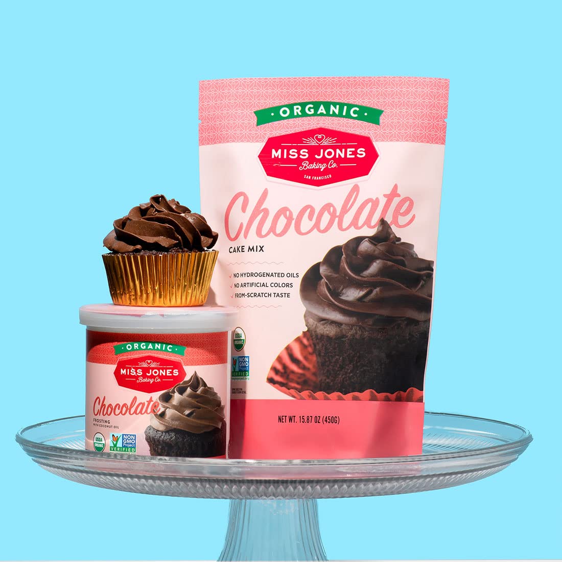 Miss Jones Baking Organic Chocolate Cake Mix – Simple One-Box Chocolate Dessert for Uncluttered Home Kitchens