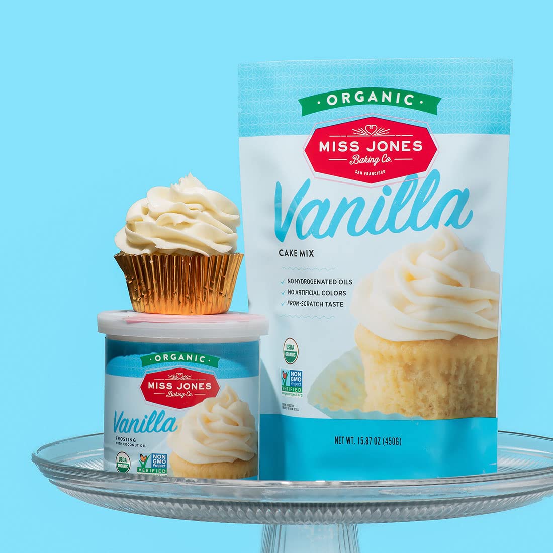Miss Jones Baking Organic Vanilla Buttercream Gift for the Home Baker, Ready-to-Use Frosting