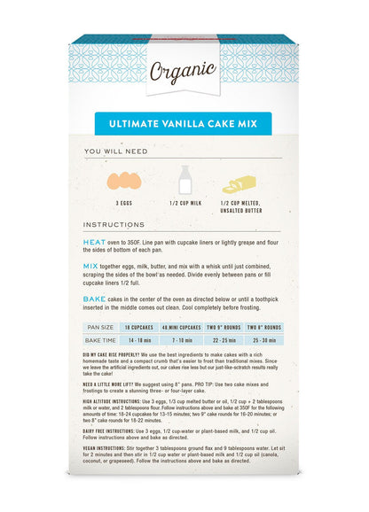 Miss Jones Baking Organic Yellow Cake Mix – Simple Clean-Ingredient Baking for Uncluttered Kitchens, Vegan Vanilla Cake Mix with Short Honest Label