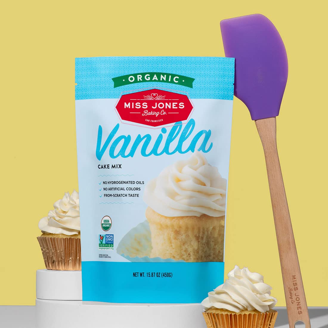 Miss Jones Baking Organic Yellow Cake Mix – Simple Clean-Ingredient Baking for Uncluttered Kitchens, Vegan Vanilla Cake Mix with Short Honest Label
