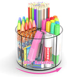 BrightBasics Acrylic Arts and Crafts Holder for Kids – 6-Compartment Spinning Supply Station for Classroom Centers