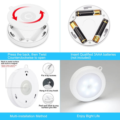 Mlambert 4 Pack Stick-On Motion Light, Cordless LED Night Light in Neutral White for Clean Modern Interiors