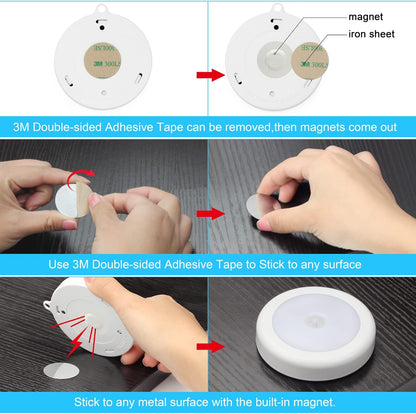 Mlambert 4 Pack Stick-On Motion Light, Cordless LED Night Light in Neutral White for Clean Modern Interiors