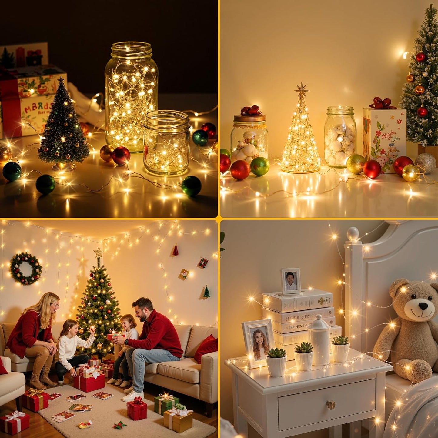 Mlambert LED Fairy Lights Warm White – Cozy Living Room Aesthetic, Battery Operated String for Mantel and Bookshelf Styling