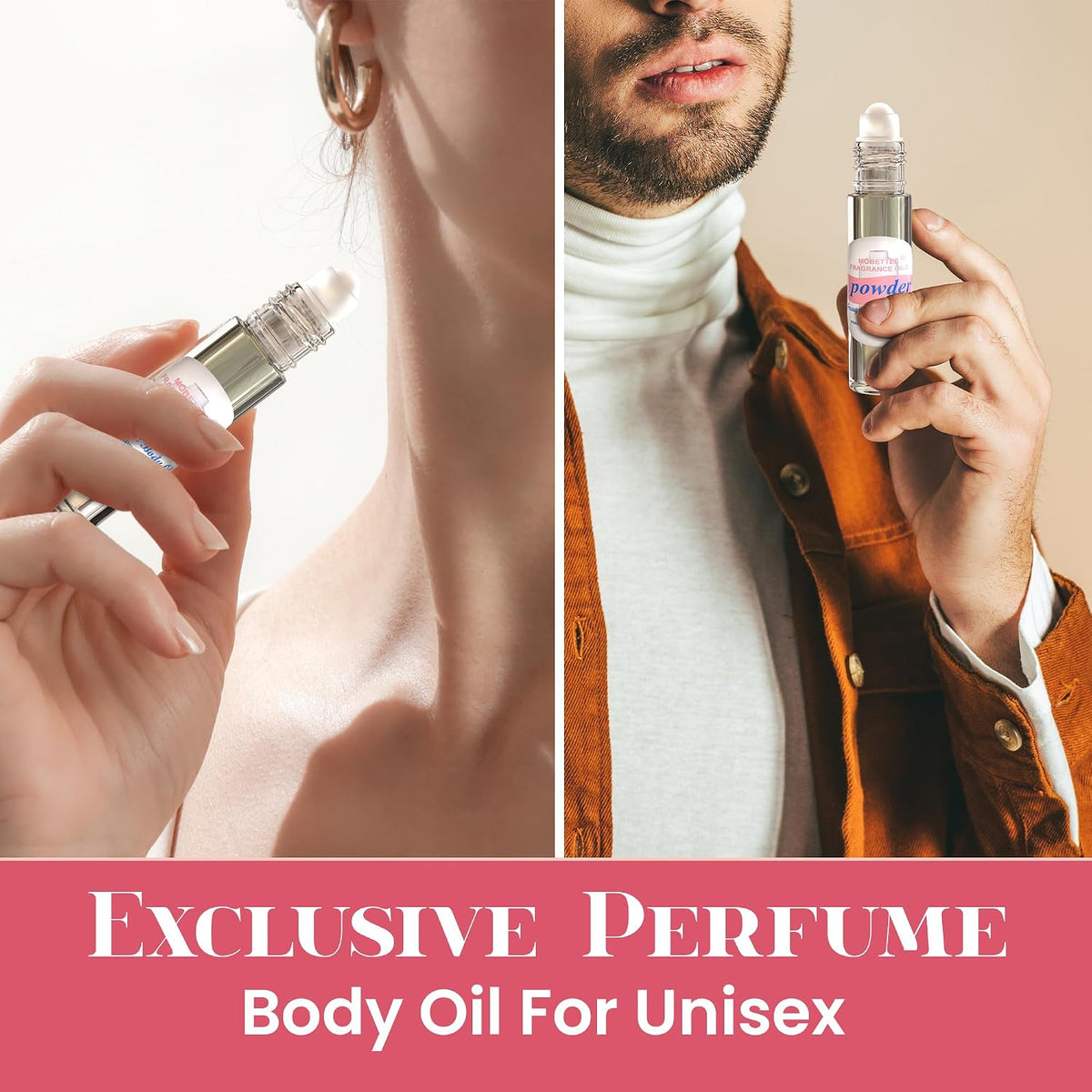 MOBETTER FRAGRANCE OILS Powder Fresh Scent Perfume Fragrance Body Oil Unisex - Simple Oil Based Alternative to Alcohol Perfume Bottles