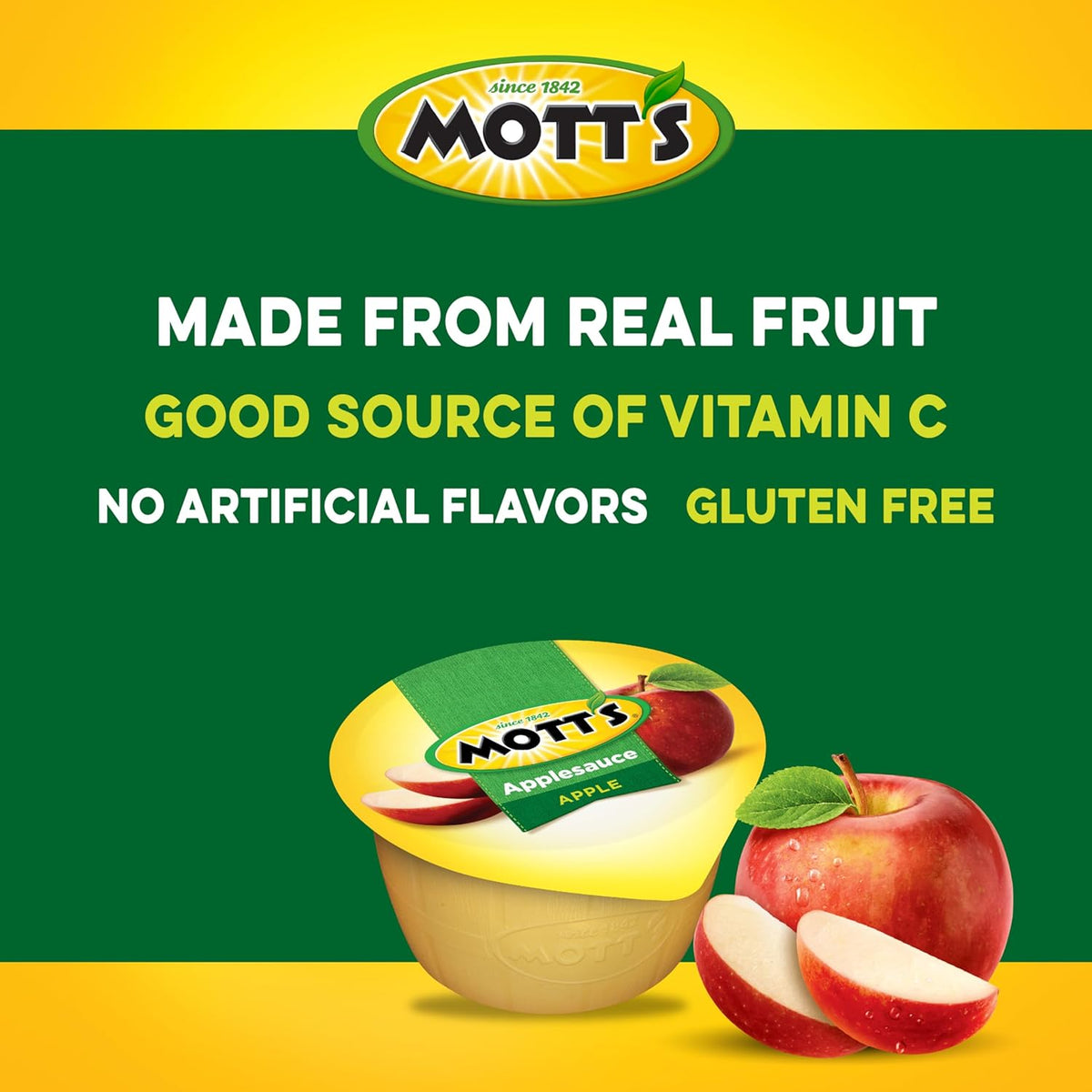 Mott's Gluten Free Cholesterol Free Applesauce Cups - Healthy Snack Choice for Mindful Eating Diet Plans and Daily Vitamins
