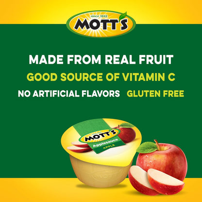Mott's Gluten Free Cholesterol Free Applesauce Cups - Healthy Snack Choice for Mindful Eating Diet Plans and Daily Vitamins