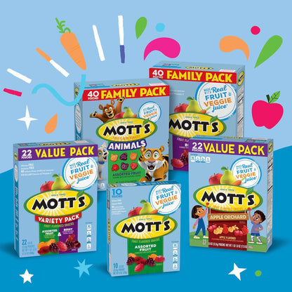 Mott's Halloween Animal Fruit Snacks for School Parties – Gelatin Free Lunchbox Treat, 40 Individually Wrapped Pouches