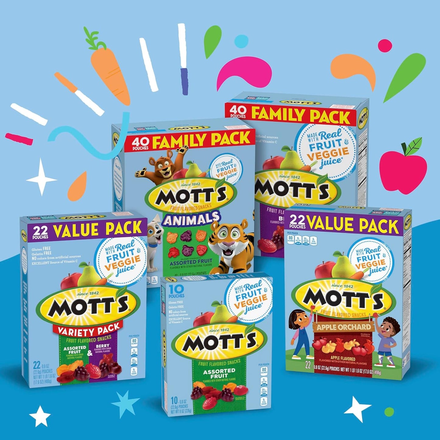 Mott's Halloween Animal Snacks Care Package Gift – Fun Party Favor Contribution for Friends and Coworkers, 32 oz Box