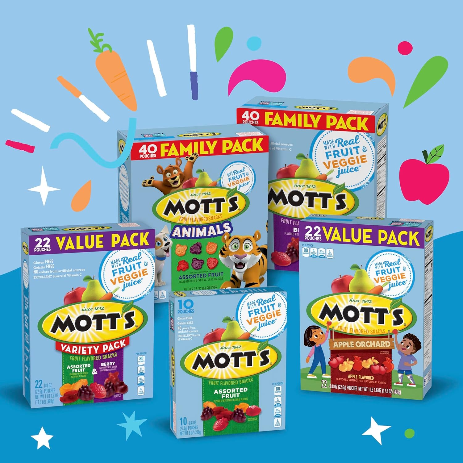 Mott's Halloween Animal Snacks Care Package Gift – Fun Party Favor Contribution for Friends and Coworkers, 32 oz Box