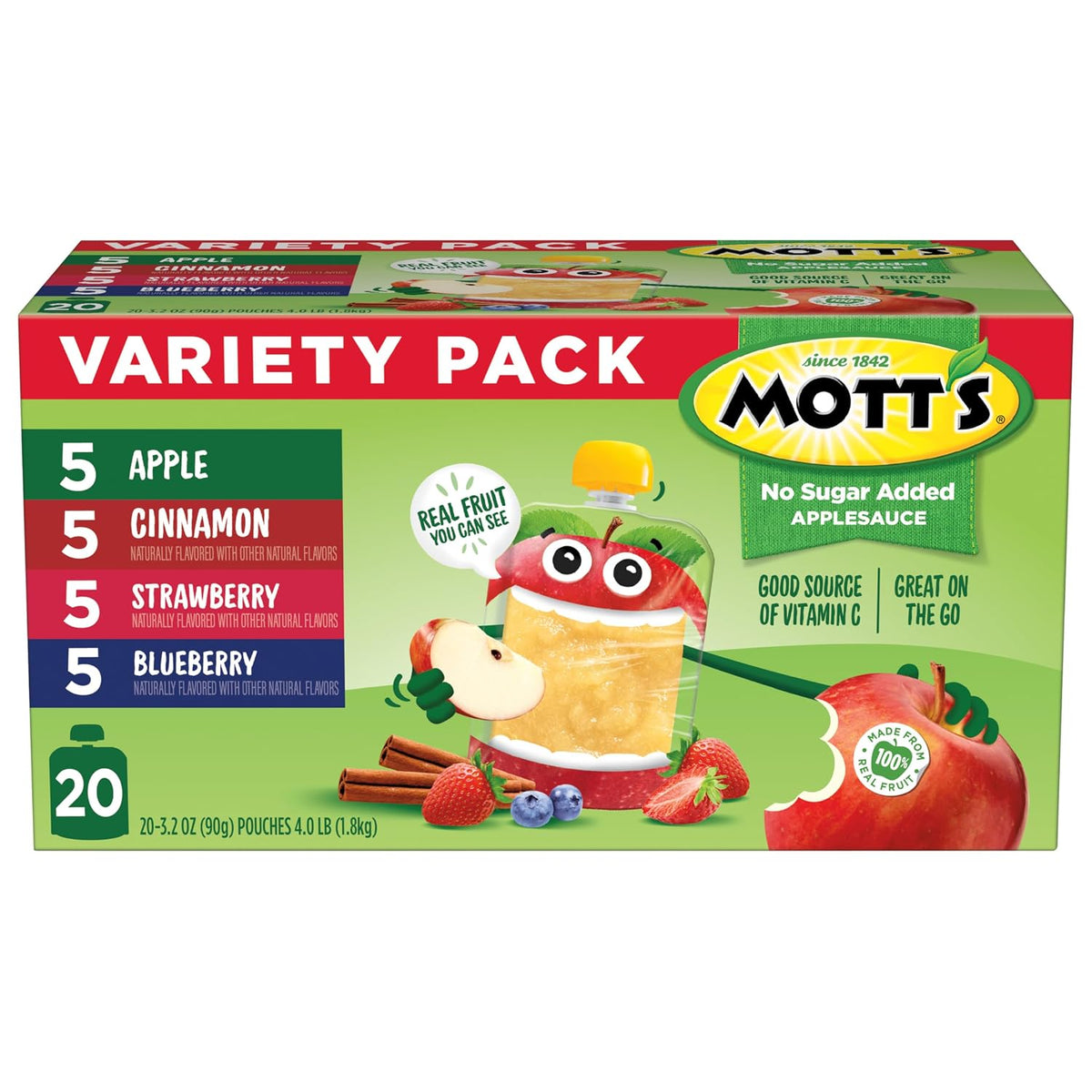 Mott's Portion Controlled Fruit Pouches – Quick Afternoon Snack for Home Office and Study Sessions, 3.2 Oz Each