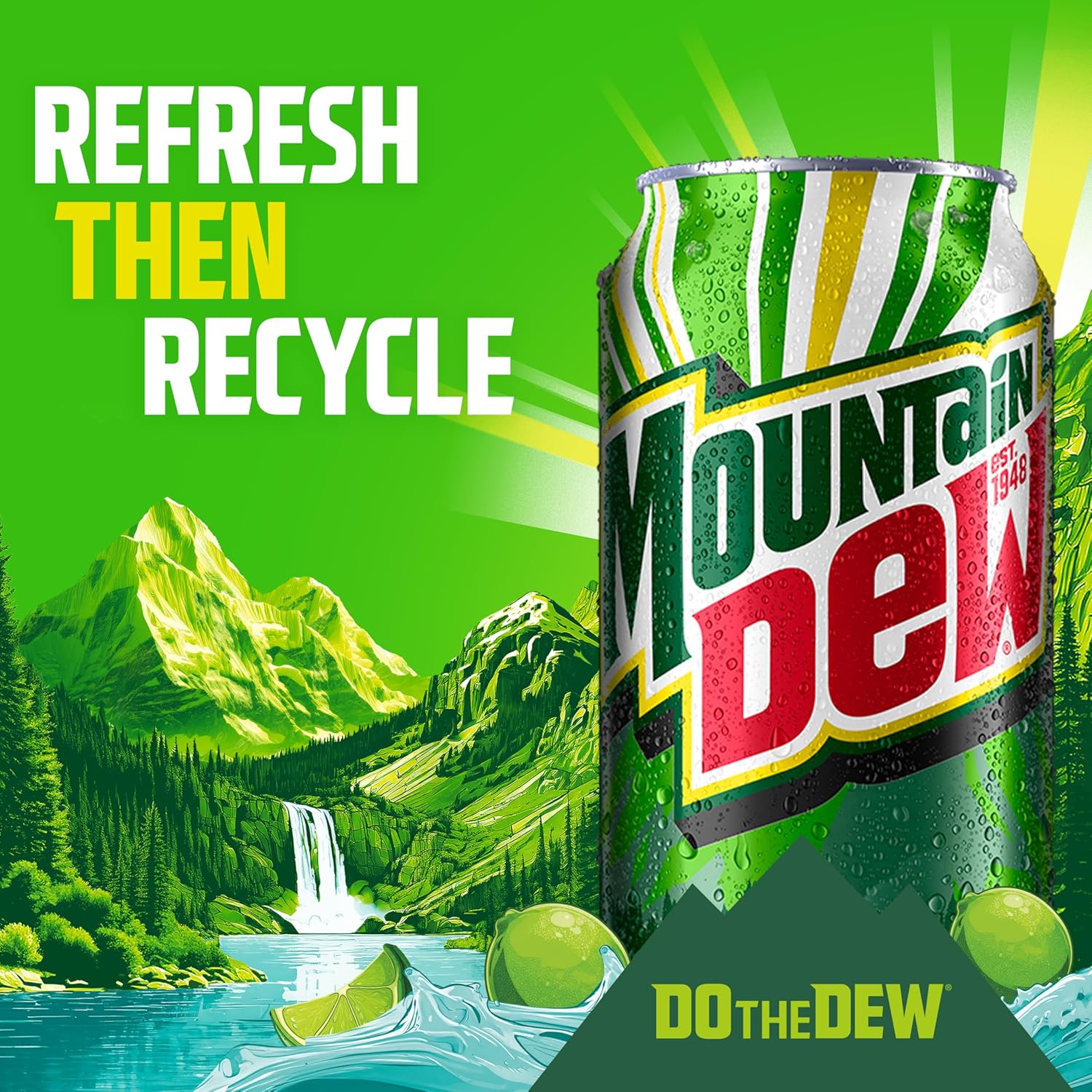 Mountain Dew Soda Mini Cans 7.5oz Pack of 10 – Kid-Sized Portion Control for Lunchboxes and Birthday Parties