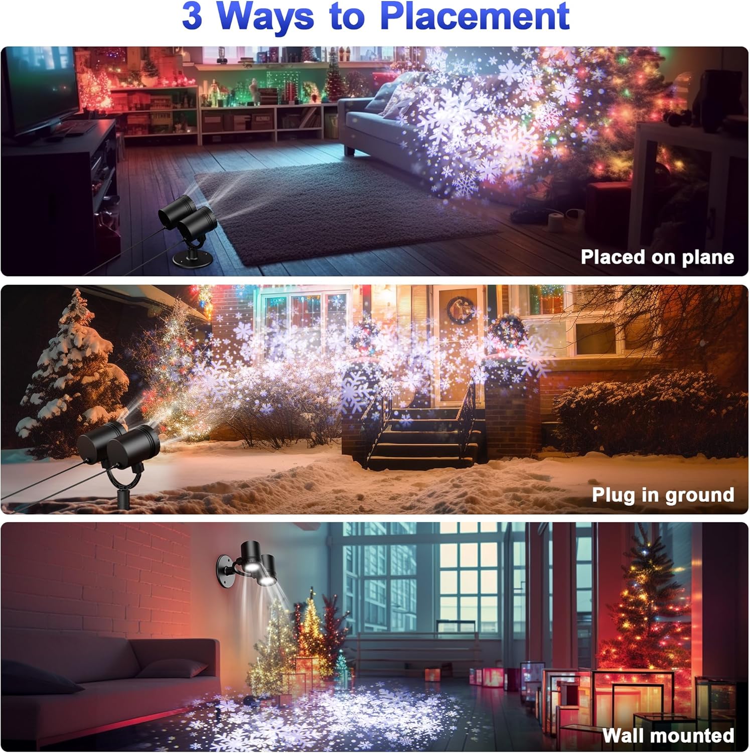 MuliVid Snowflake Projector Lights – Outdoor Patio and Garden Decor, IP65 Waterproof LED for Yard and Driveway Holiday Displays