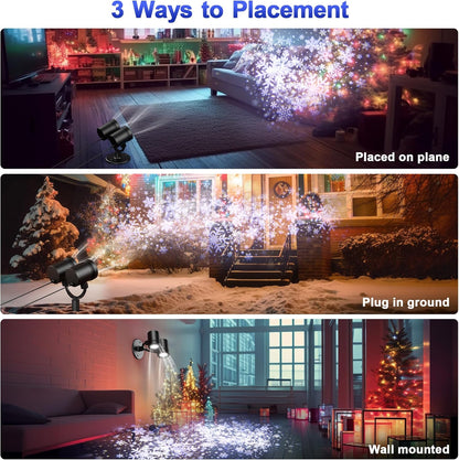 MuliVid Snowflake Projector Lights – Outdoor Patio and Garden Decor, IP65 Waterproof LED for Yard and Driveway Holiday Displays