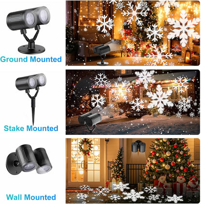 MuliVid Snowflake Projector Lights – Outdoor Patio and Garden Decor, IP65 Waterproof LED for Yard and Driveway Holiday Displays
