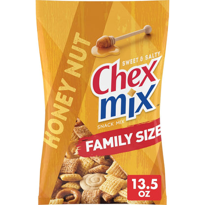 multi-component blend: corn chex cereal, wheat chex cereal, pretzels, mini vanilla breadsticks, and vanilla swirl cookies