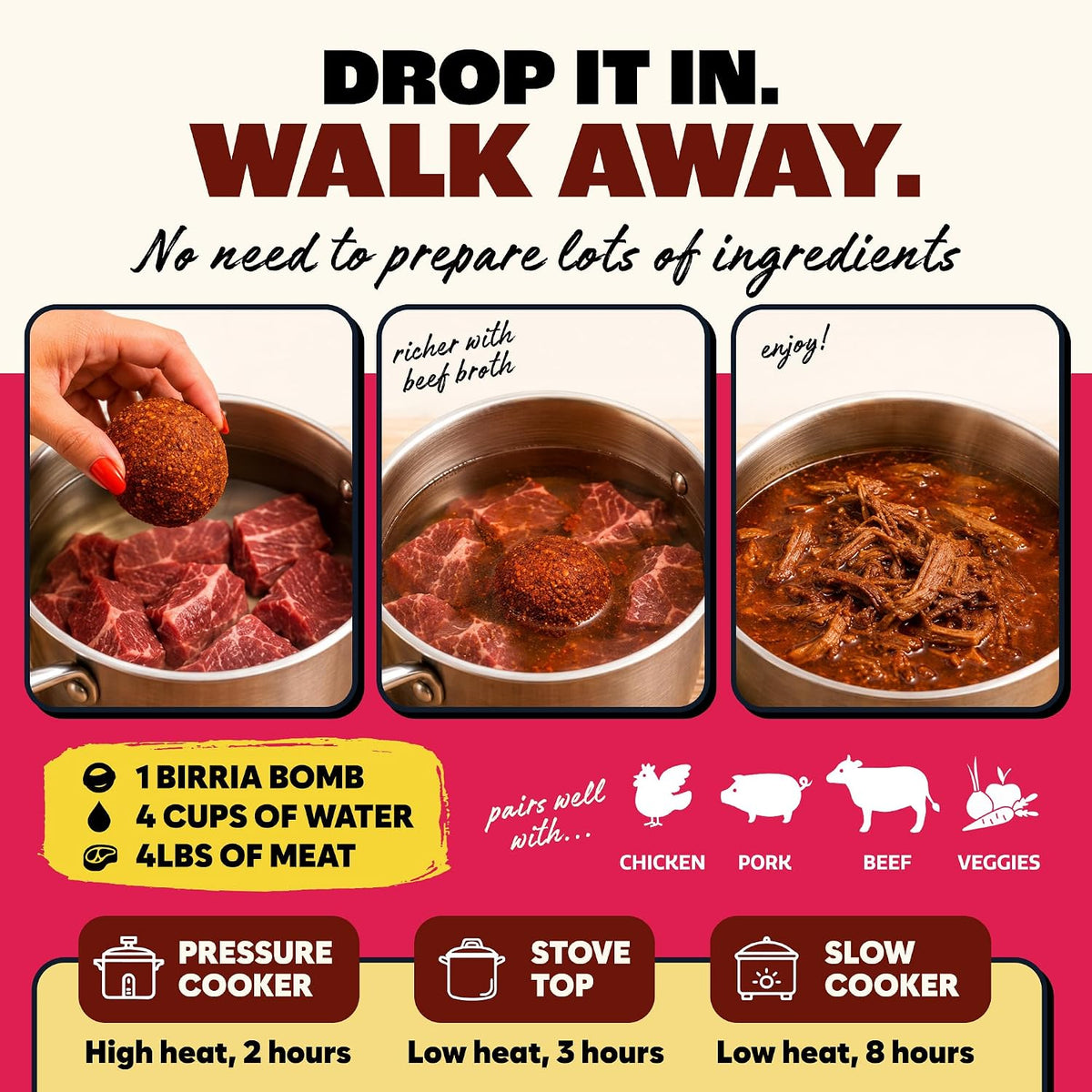 multi-cooker compatible (stovetop, slow cooker, pressure cooker)
