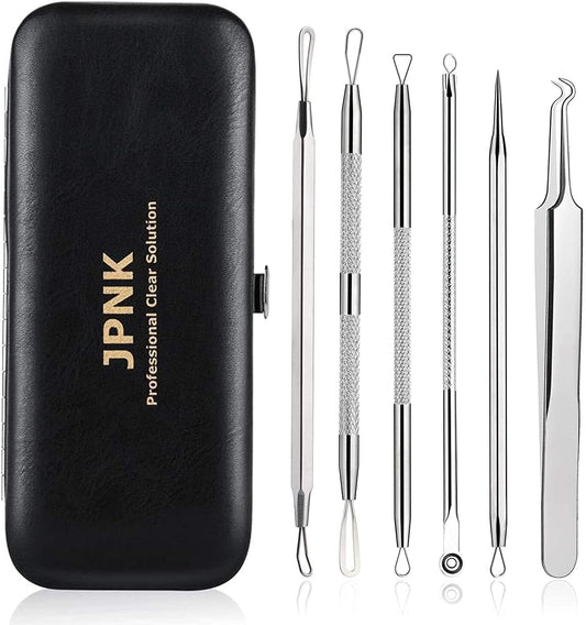 multiple stainless steel extraction tools for varied blemish types