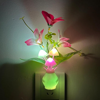 MushroomBloom Plug-in Night Light – Nursery Safe Color Changing LED for Kids Room and Baby Sleep