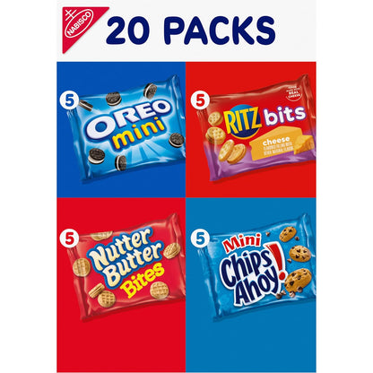 Nabisco Classic Mix Variety Pack – Office Snack Drawer Staple for Break Rooms and Conference Tables, 20 Single-Serve Packs