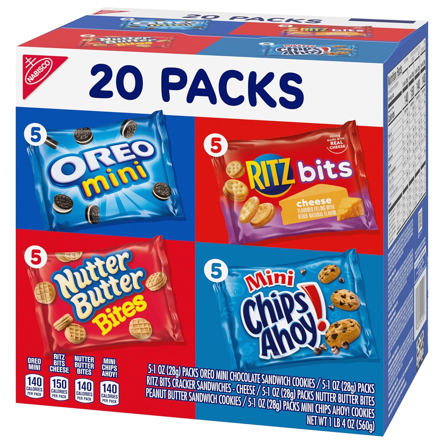 Nabisco Classic Mix Variety Pack – Office Snack Drawer Staple for Break Rooms and Conference Tables, 20 Single-Serve Packs
