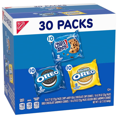 Nabisco Sweet Treats Cookie Variety Pack – Pre-Portioned Classroom Reward Snacks for Children, 30 Two-Cookie Packs