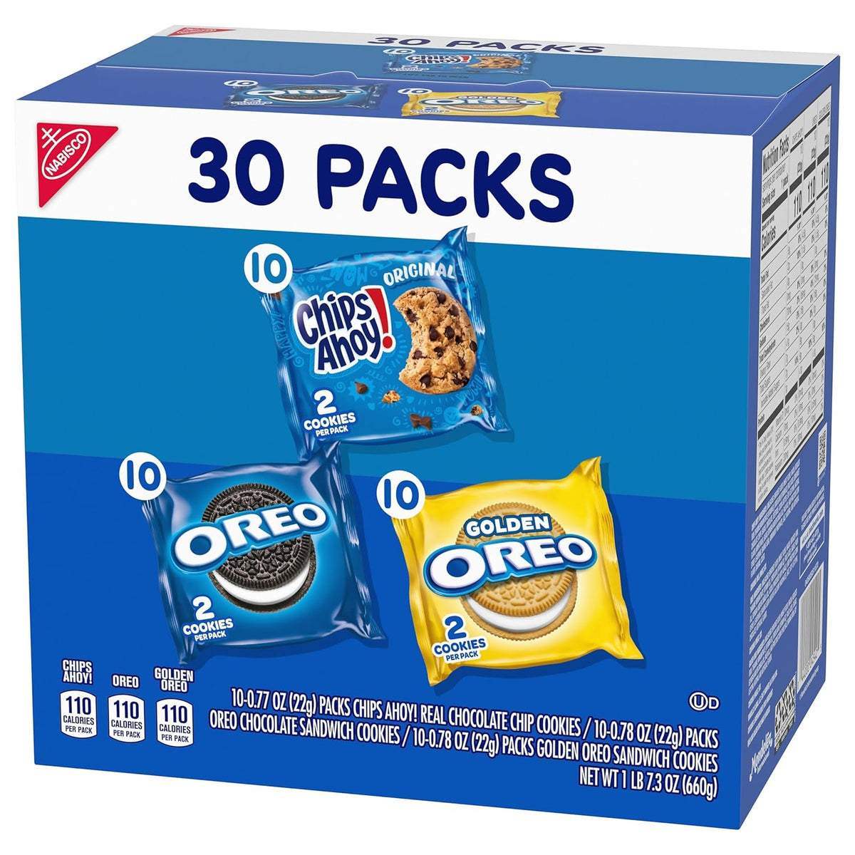 Nabisco Sweet Treats Cookie Variety Pack – Pre-Portioned Classroom Reward Snacks for Children, 30 Two-Cookie Packs