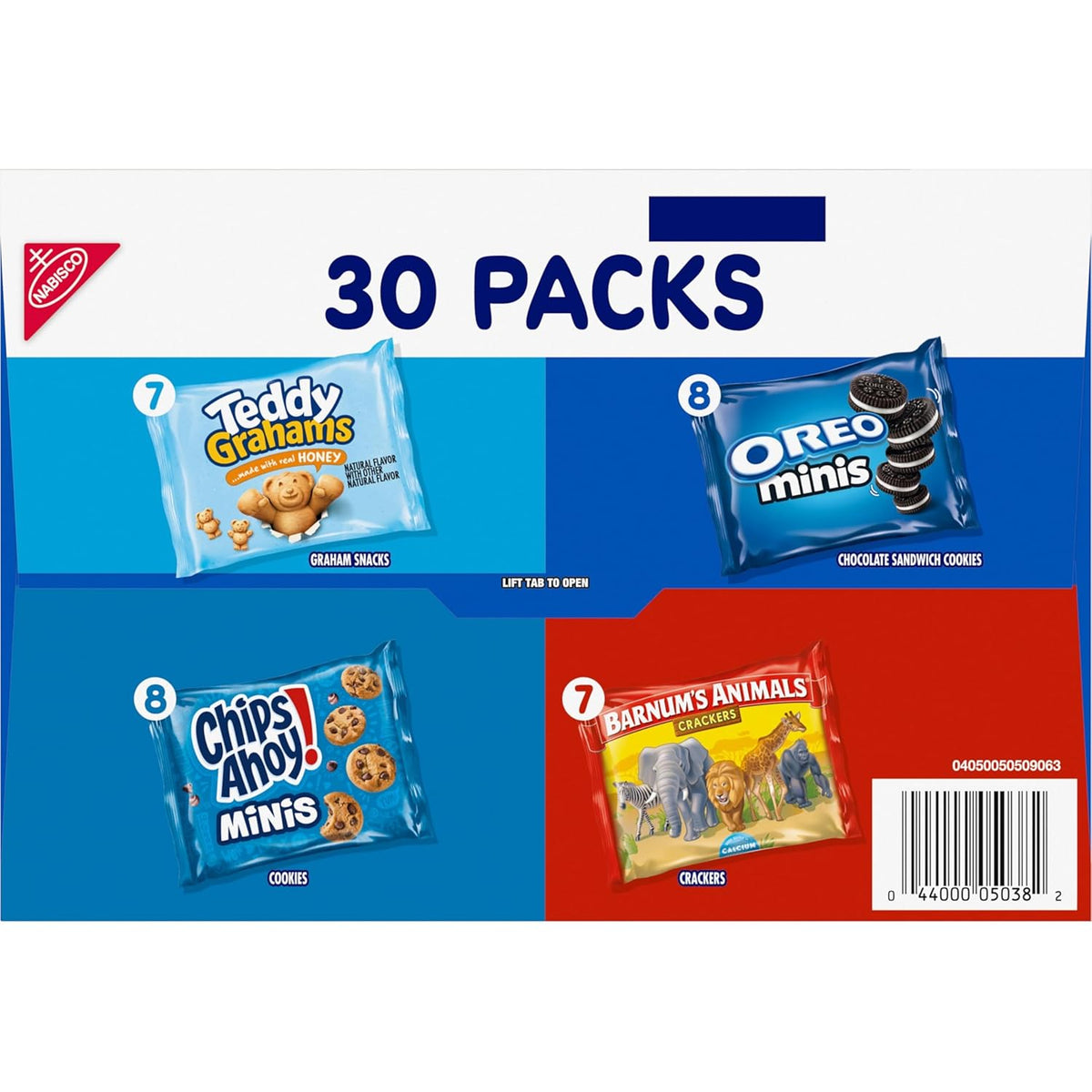 Nabisco Team Favorites Snack Variety – Kid-Safe Single-Serve Packs for Lunchboxes and After-School Treats, OREO Mini, CHIPS AHOY! Mini, Teddy Grahams & Animal Crackers, 30 Count
