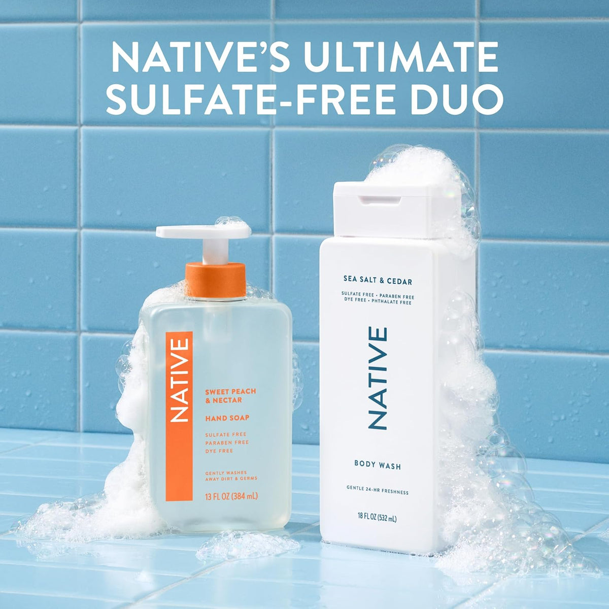 Native Body Wash for Birthday Gifts for Women, Vegan Variety Pack Shower Set with Lasting Scent