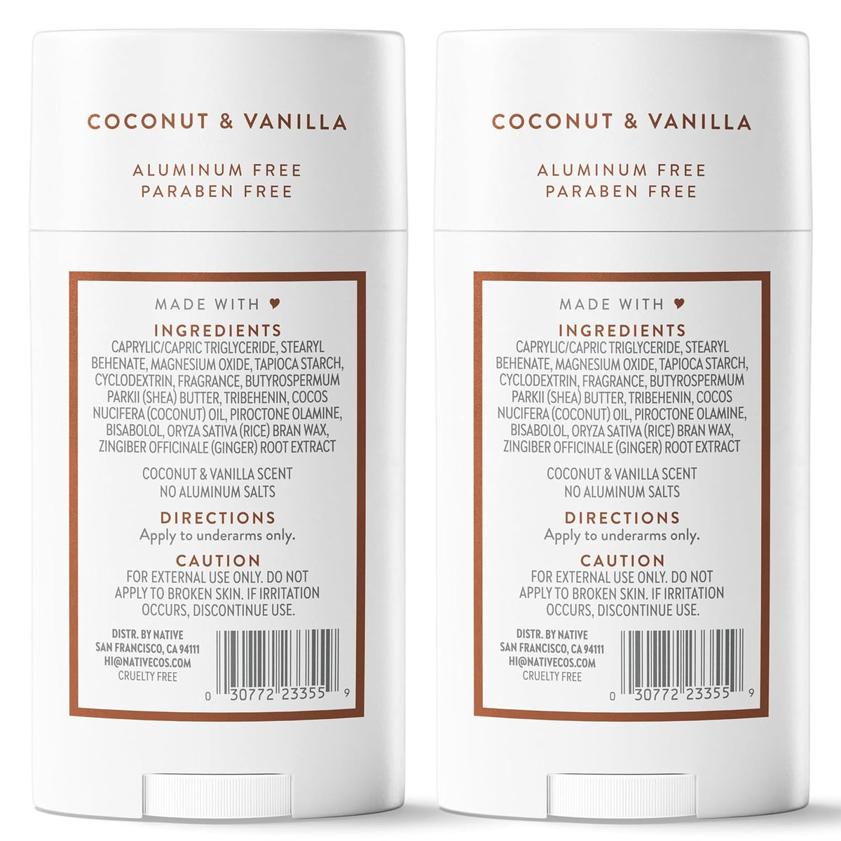 Native Coconut & Vanilla Twin Pack Deodorant – Mindful Clean Beauty Ritual for Home Bathroom Self-Care