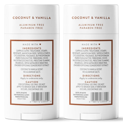 Native Coconut & Vanilla Twin Pack Deodorant – Mindful Clean Beauty Ritual for Home Bathroom Self-Care