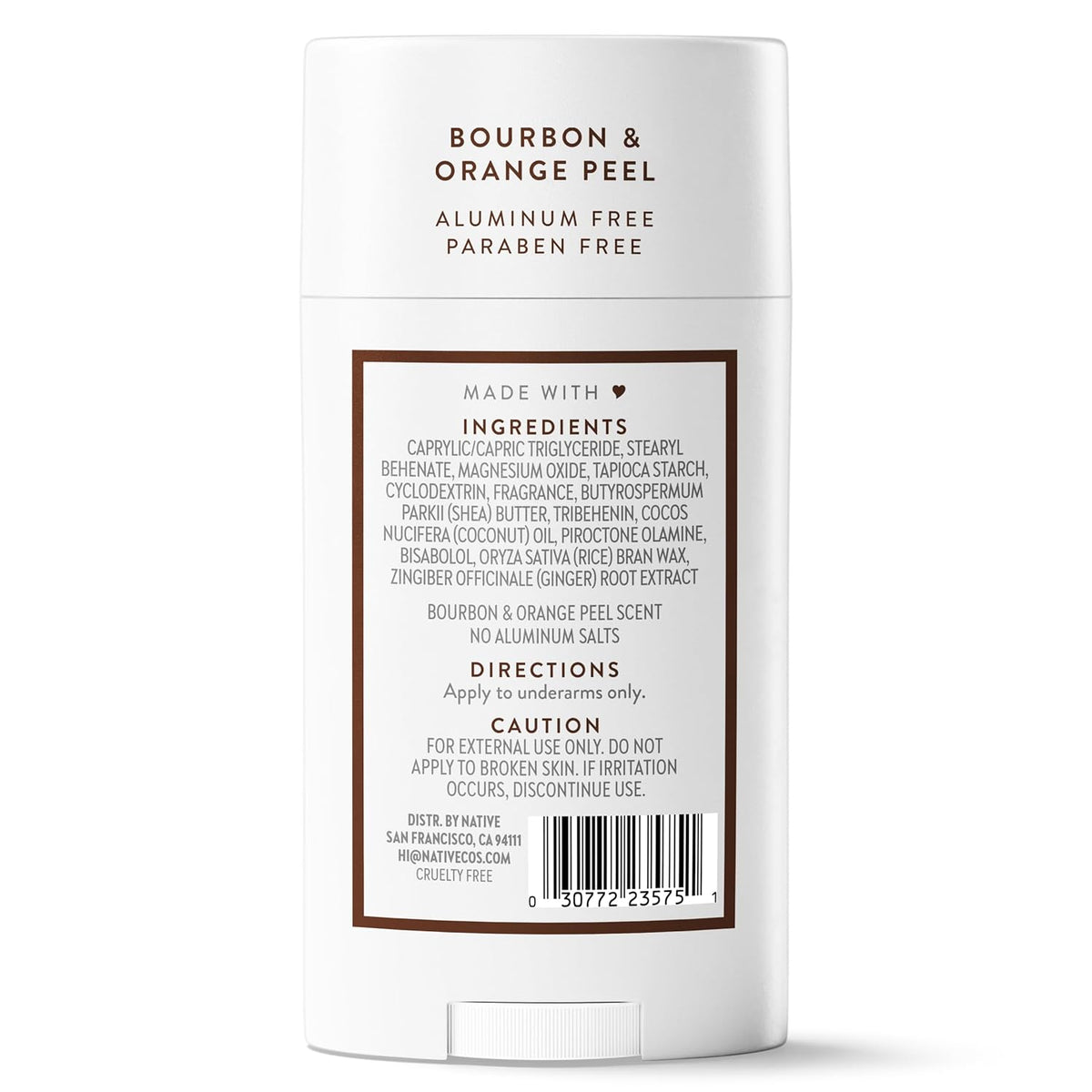 Native Deodorant Bourbon & Orange Peel – Mindful Self-Care Deodorant for Clean Wellness Routines, 72-Hour Odor Control