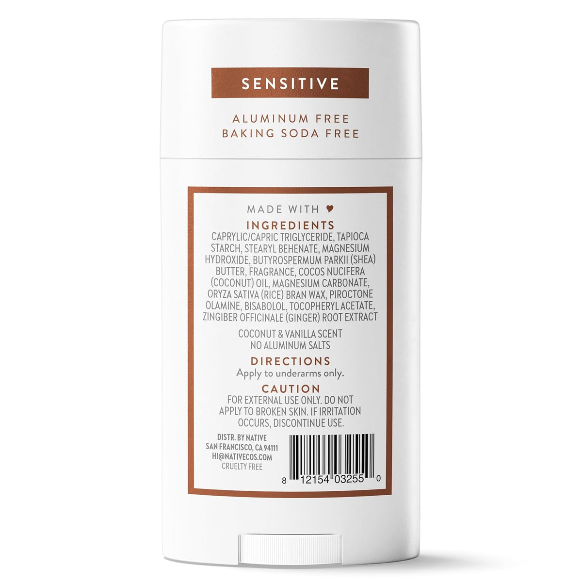 Native Deodorant Coconut and Vanilla Sensitive Skin – Indulgent Tropical Scent Stick for Uplifting Daily Confidence