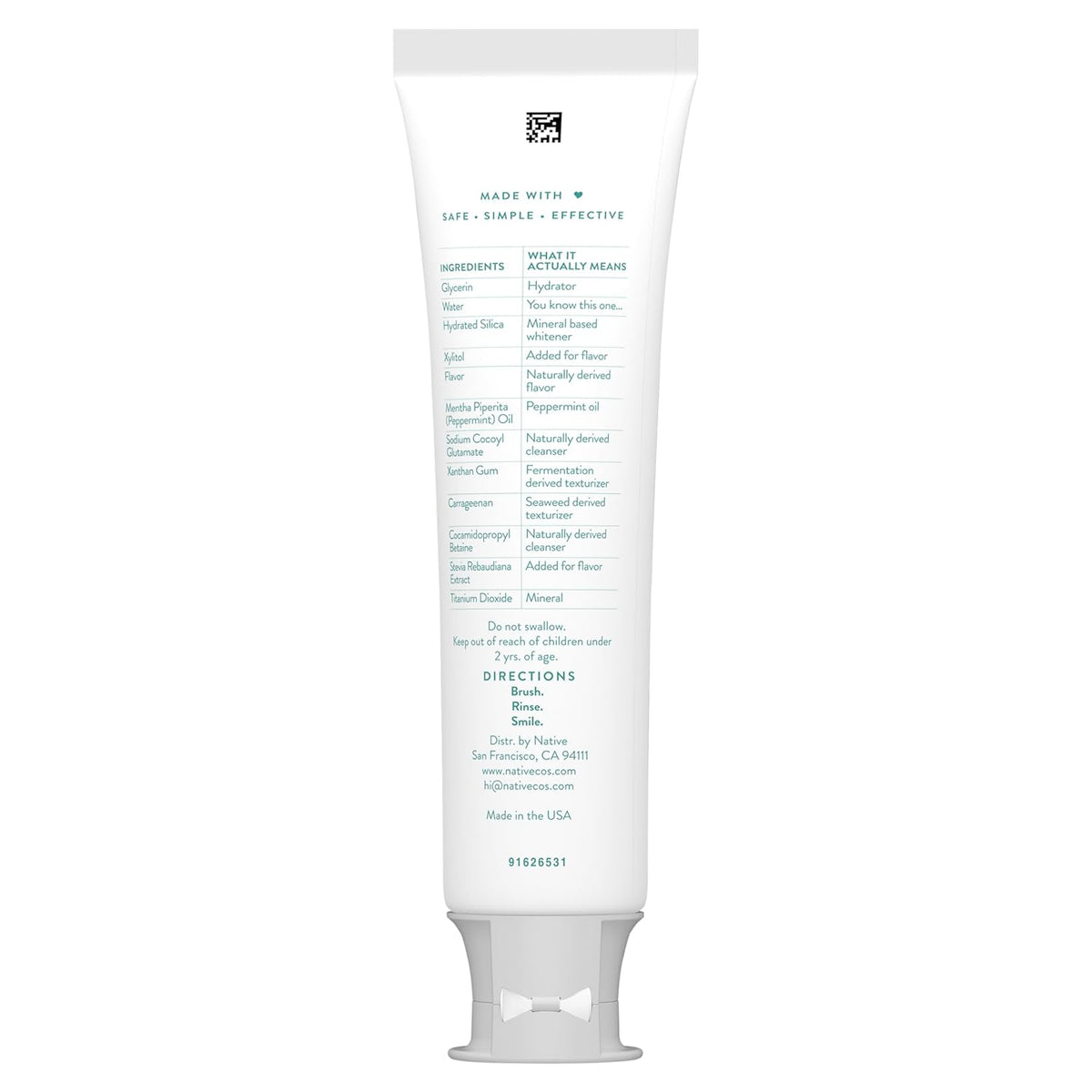 Native Fluoride Free Toothpaste – Minimalist Clean Bathroom Essentials with 12 Ingredients, 4.1oz (Pack of 3)