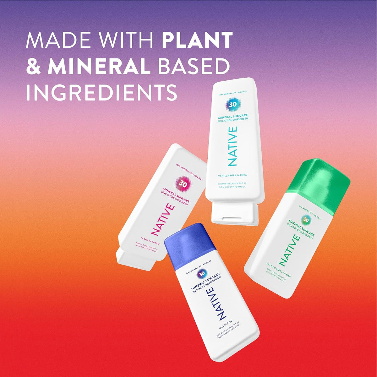 Native Mineral Sunscreen SPF 30 – Fragrance-Free Sensitive Skin Formula Safe for Kids and Pets