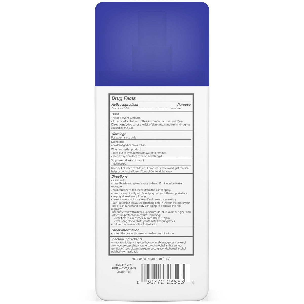 Native Mineral Sunscreen Spray SPF 30 – Single-Active Mineral Sun Care for Irritation-Prone & Allergy-Sensitive Skin, 7 oz