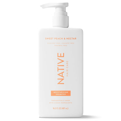 Native Moisturizing Shampoo Sweet Peach & Nectar – Self-Care Shower Ritual for Dry, Stressed Hair, 16.5 fl oz