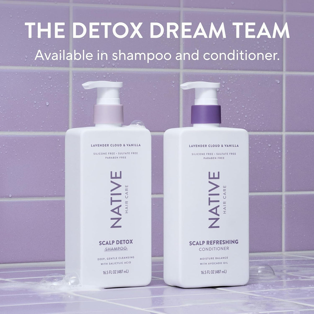 Native Scalp Detox Shampoo Lavender Cloud & Vanilla 16.5 fl oz – Evening Wind-Down Self-Care Ritual for Home Bathroom
