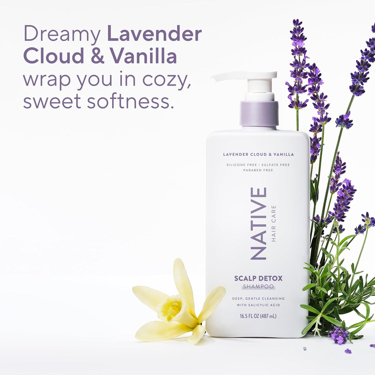 Native Scalp Detox Shampoo Lavender Cloud & Vanilla 16.5 fl oz – Evening Wind-Down Self-Care Ritual for Home Bathroom