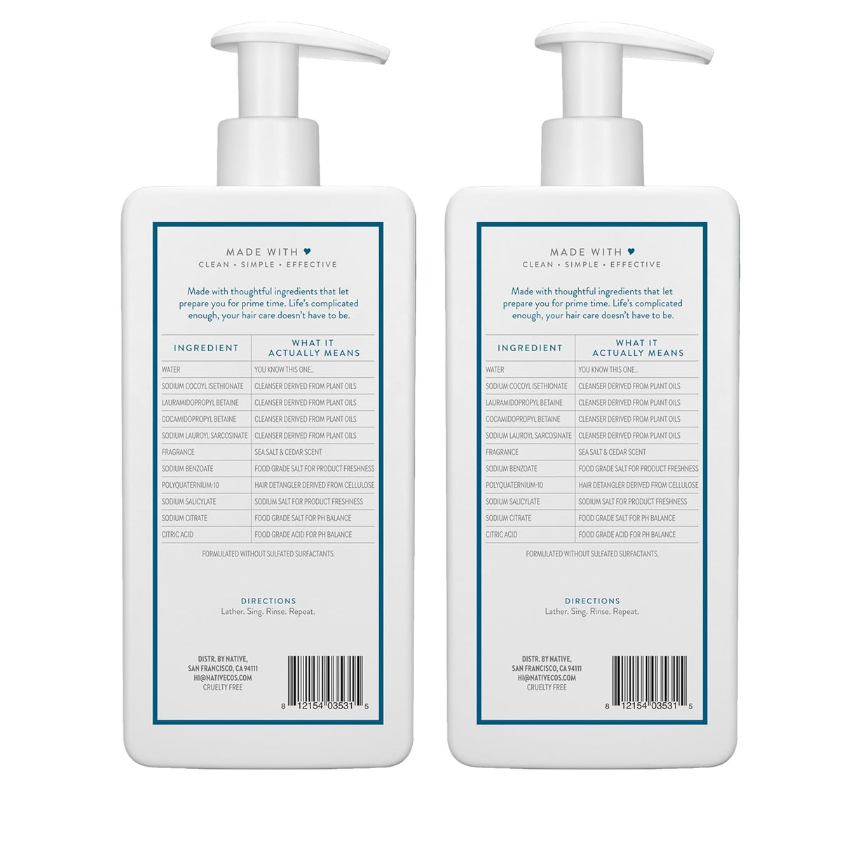Native Sea Salt & Cedar 2-in-1 Shampoo and Conditioner – Thoughtful Birthday Gift for Women Who Value Clean Beauty