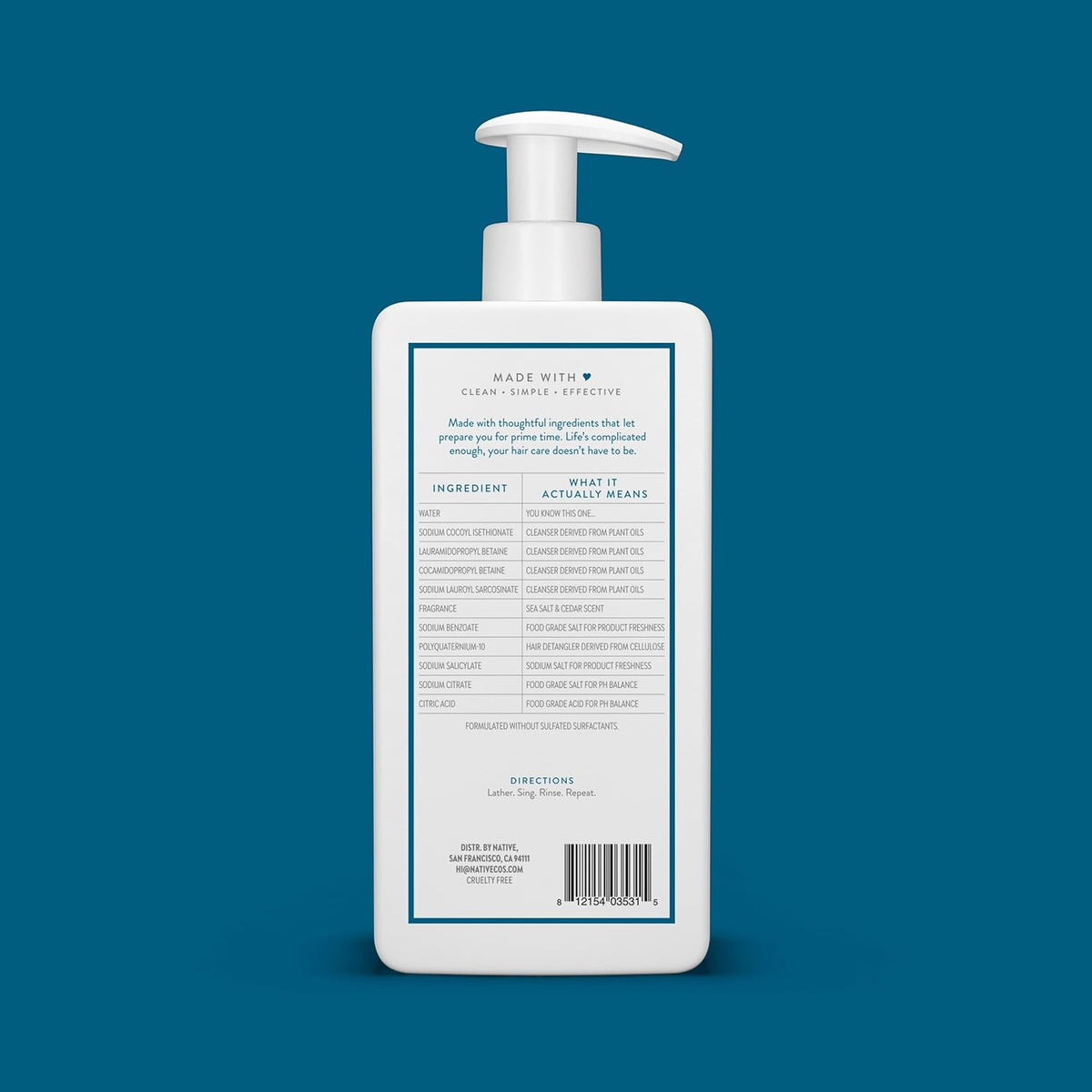 Native Sea Salt & Cedar 2-in-1 Shampoo and Conditioner – Thoughtful Birthday Gift for Women Who Value Clean Beauty